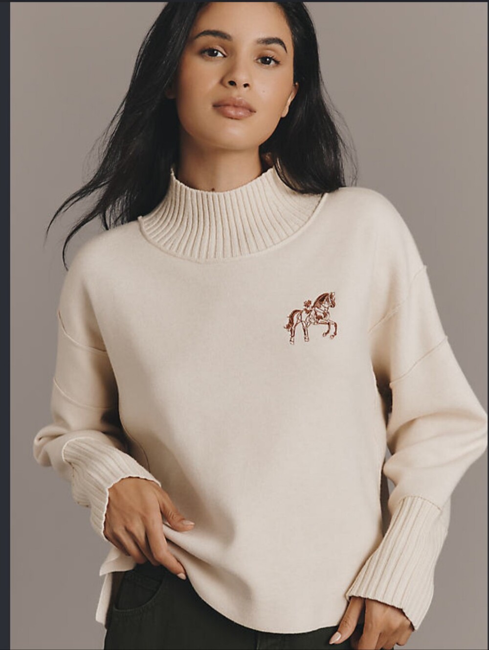 NEW Maeve Anthropologie Cream The Logan Hourse Turtleneck Sweater Size Small